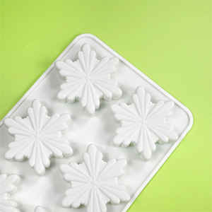 Snowflake Cake Mold 6 Cavity <b>Silicone</b> <b>Baking</b> Mold For Christmas Desserts White - Product Image 3