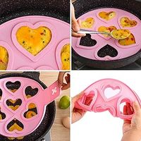 Poêle à frire en silicone à 7 trous, appareil multifonctionnel à 7 cavités pour faire des œufs et des crêpes en forme d'étoile et de cœur