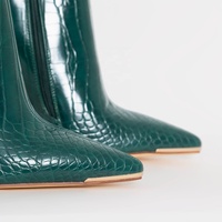 Bottes pour femmes en cuir imprimé Anusha Designer, à bout métallique, talons aiguilles de marque célèbre, fermeture éclair, respirantes, bottines à la cheville, vente en gros