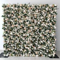 Panneau mural de fleurs en soie 3D 5D personnalisé, vert et blanc, 8x8, toile de fond florale artificielle, décoration pour mariage et événements