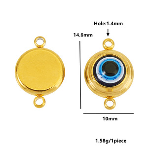Pendentif œil porte-bonheur en acier inoxydable plaqué or 18 carats, composants de bijoux ronds en acrylique pour la création de colliers, boucles d'oreilles et accessoires DIY - Product Image 3
