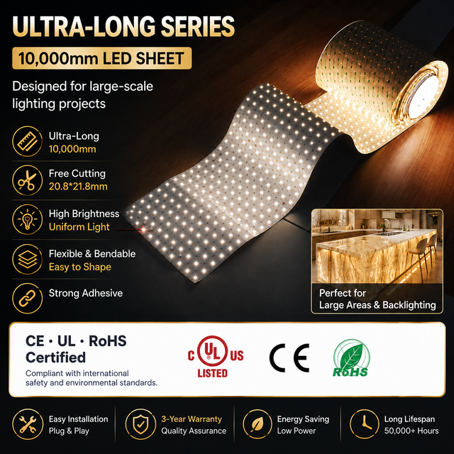 1000mm Flexible LED Panel Light Sheet DC24V Cuttable Marble Quartz Onyx Backlit Panel Sheet 10M Smart LED Lighting