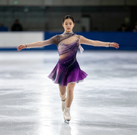 Robe de patinage artistique à dégradé violet, drapée, à découpes, dos ouvert, en maille ornée de strass, pour concours de danse sur glace