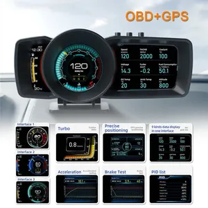 จอแสดงผลบนกระจกหน้ารถ OBD2 HUD มัลติเกจ แสดงค่าบูสต์ สแกนความดันเทอร์ไบน์ อุณหภูมิน้ำมัน ระบบแจ้งเตือนอัตโนมัติ คอมพิวเตอร์ในตัว - Product Image 1