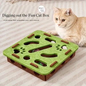Jeu de puzzle interactif en feutre durable pour chat, thème Chantier de construction, avec empreintes de pattes, style simple, pour chats d'intérieur - Product Image 6