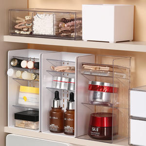 Miroir sur pied à trois niveaux, luxe léger, boîte de rangement, étagère de rangement en acrylique pour salle de bain, toilettes, rouge à lèvres, coiffeuse - Product Image 3