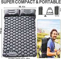 Matelas de couchage gonflable double avec pompe intégrée Presse à pied Ultraléger Imperméable 10mm Extra Thick Camping Mattress Pillow