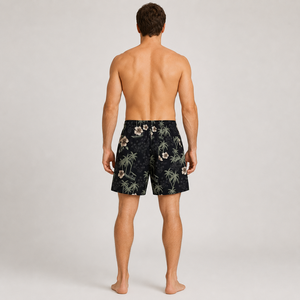 <b>Men's</b> Knee Length Cotton Board Shorts Floral Print Button Fly Quick Dry Beach Swim <b>Trunks</b> - Product Image 2
