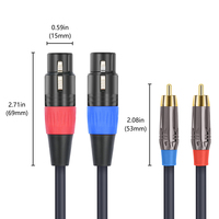 Câble audio HiFi 2 XLR femelle vers 2 RCA mâle, câble double XLR vers RCA, fil OFC pour amplificateur, mélangeur, microphone