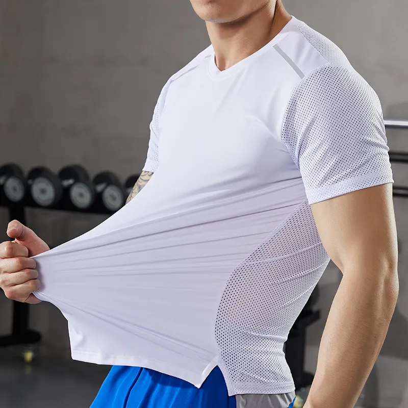 New Design Workout T Shirt Men Sleeve And Back Mesh Fabric Gym Shirt Sport Exercise Shirts For Men