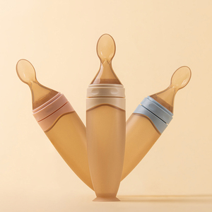 Cuillère-<span class=keywords><strong>biberon</strong></span> en silicone sans BPA avec base à ventouse, distributeur de nourriture à presser pour bébés, distributeur de céréales de riz pour nourrissons - Product Image 4
