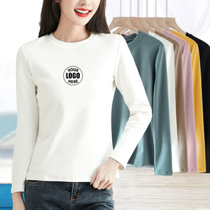 96.6%Cotton 3.4%Spandex Women Thick <b>Long</b> <b>Sleeve</b> <b>Tshirt</b> 320GSM <b>Long</b> <b>Sleeve</b> Top Underwear <b>Tshirt</b> for Autumn - Product Image 1