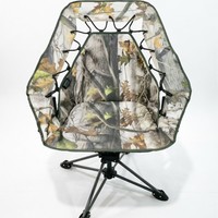 Chaise pliante pivotante à 360°, style lune, avec doublure en polaire camouflage, portable, pour le camping, la pêche et les loisirs en plein air, OEM