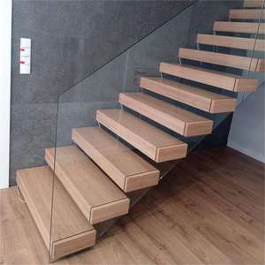 <span class=keywords><strong>Escalier</strong></span> flottant haut de gamme avec panneaux <span class=keywords><strong>en</strong></span> verre trempé transparent pour les intérieurs de villas contemporaines - Product Image 4
