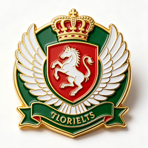 Custom Metal Badge Enamel Emblem Shield <b>Crest</b> Pin <b>Silver</b> Plated Hard Enamel Stamping Souvenir Collection - Product Image 1