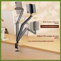 Support de tablette en alliage d'aluminium noir à pince de bureau, réglable multi-angles, sans perçage, pour lit, bureau, vente en gros usine