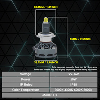 Ampoules de phare LED AILECAR RT8 H7 360 degrés 50W IP68 étanches super lumineuses pour éclairage automobile, remplacement de phares de voiture