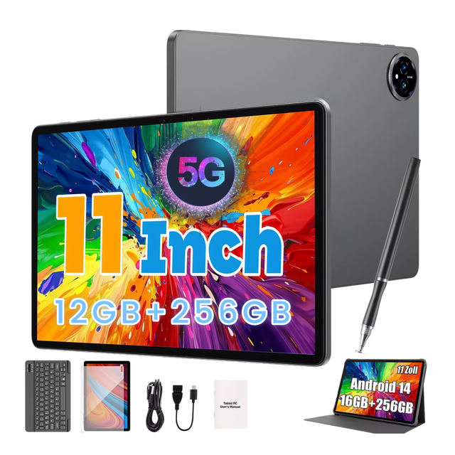 11-Inch 1920x1200 Android 14 Rugged Tablet PC MTK Octa Core USB-C Capacitive Touch Screen 4G Wi-Fi 12GB RAM 256GB Keyboard