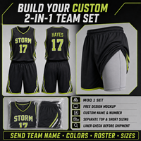 Ensemble d'uniformes de basketball personnalisés 2-en-1 : Maillot et short avec doublure de compression intégrée – Fournisseur de tenues d'équipe personnalisées