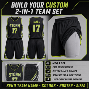 Ensemble d'uniformes de basketball personnalisés 2-en-1 : Maillot et short avec doublure de compression intégrée – Fournisseur de tenues d'équipe personnalisées - Product Image 5