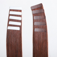 Extensions de cheveux adhésives sans couture de haute qualité, cheveux Remy, cuticules intactes, extensions à bandes adhésives, cheveux humains auburn, double épaisseur