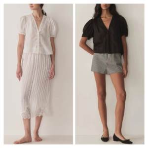 Blusa Corta de Lino Francés Negro para Mujer, con Cuello en V, Ribete de Encaje, Manga Corta, Estilo Vintage, Verano, ODM - Product Image 2