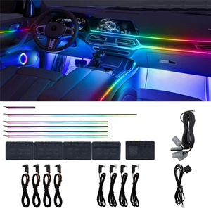Dải đèn sợi quang acrylic RGB đa năng 14-18 inch, phụ kiện nội thất ô tô, điều khiển bằng ứng dụng, 64 màu, tình trạng mới - Product Image 1