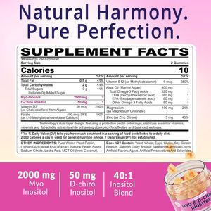 Gomitas OEM Myo-Inositol & D-Chiro Inositol con Omega 3, folato MTHF, vitamina D3, B12, magnesio y zinc para la salud ovárica - Product Image 3