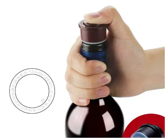 Mini rolha de vinho a vácuo, frasco de rolha de vinho impermeável, presente pequeno para manter o vinho fresco, de borracha, com marca de data