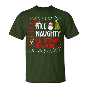Camiseta con diseño navideño divertido: Lista de tareas navideñas, Travieso o Bueno, Se intentó hacer algo, Diseño divertido para las fiestas - Product Image 2