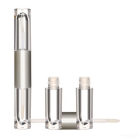 Tube applicateur double face 2-en-1 OEM pour fard à paupières liquide et eye-liner, emballage plastique avec brosse en silicone, tubes pour brillant à lèvres