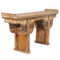 Table d'autel de table de console courte en bois de récupération de belle sculpture rustique chinoise antique