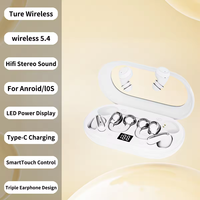 Écouteurs sans fil triples V5.4 avec moteur à vibration, autonomie de 42H, affichage LED, écouteurs sportifs à oreille ouverte, vente en gros, marque personnalisable