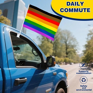 Bandera de coche Philadelphia Pride de 12x18 pulgadas (30x45 cm) con 8 franjas, bandera arcoíris Philly POC para auto con clip de plástico, para desfiles LGBTQ. - Product Image 3