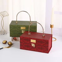 Boîtes cadeaux rigides en carton de luxe pour enfants, miniatures, décoratives, vertes, rouges, oranges, avec poignée en métal, pour chocolat