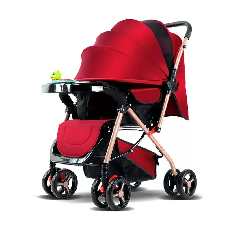 Cochecito de cuero personalizado 3 en 1 para bebé, carritos de bebé de lujo, cubierta de lluvia, Oem, aluminio, Marco Aolloy, caminantes de bebé de algodón