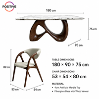 Table à manger en marbre de luxe italienne, style moderne design, base unique en FRP, mobilier de restaurant, fabrication en usine