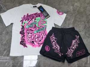 เสื้อยืดสต็อกเฮลล์สตาร์ ชุดเซ็ตโอเวอร์ไซส์ สไตล์ฮิปฮอป สตรีทแวร์ ดีไซน์วินเทจ ผ้าฝ้ายฟอกสี เสื้อยืดแขนสั้น ชุดเซ็ตเสื้อยืดผู้ชาย - Product Image 5