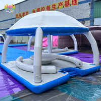 Île flottante commerciale en PVC antidérapante pour 6 personnes, parc aquatique gonflable pour jet-ski