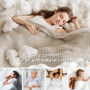 Couverture Confort Quatre Saisons en Coton Tissé Personnalisée pour Lit, Couverture Épaisse à Motif Gaufre - Product Image 3
