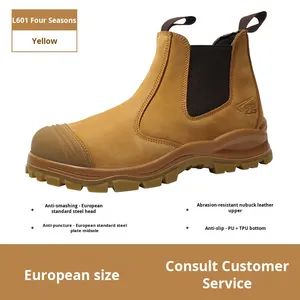 <b>Men's</b> European Standard Anti-Smash Anti-Puncture Leather <b>Work</b> <b>Shoes</b> Dirt-Resistant Construction Site Safety Boots - Product Image 6