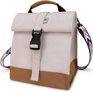 Large Capacity 15L <b>with</b> Shoulder <b>Strap</b> Insulated <b>Lunch</b> <b>Bag</b> Polyester Rolltop for Work - Product Image 1