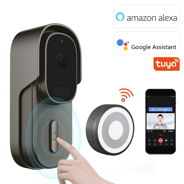 Tuya Smart Video Doorbell DC AC Battery Powered 1080P 2MP Pixel Waterproof Doorbell Support Alexa Google WiFi Wireless Door Bell