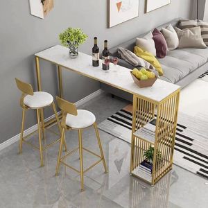 <span class=keywords><strong>Table</strong></span> de bar longue en marbre de style nordique et cloison combinée de chaise ménage contre la lumière murale luxe grand pied petit bar - Product Image 4