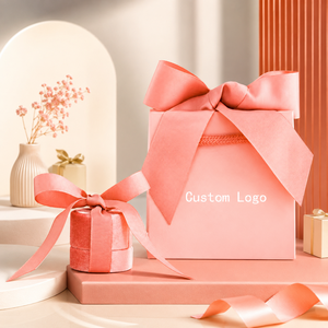 Luxury Ribbon Closure Jewelry Packaging Bag Custom Logo <b>Gift</b> Bag for Jewelry Box Ring Necklace <b>Gift</b> Presentation - Product Image 1