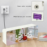 Horloge numérique LED électronique avec miroir, personnalisable, pour chambre à coucher, bureau, salle de classe, étude, avec fonction de charge et alarme, pour la maison