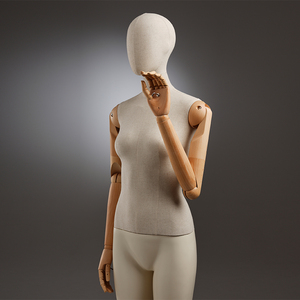 Maniquíes Profesionales <span class=keywords><strong>para</strong></span> Exhibición de <span class=keywords><strong>Ropa</strong></span>, Torso Flexible con Brazos y Manos de Madera <span class=keywords><strong>para</strong></span> Exhibición de Bolsos, Maniquí de Fibra de Vidrio Cubierto de Lino - Product Image 6