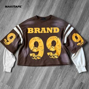 Camiseta Personalizada de Algodón 100% de 300g, Estilo Vintage, Doble Capa, Impresión Digital, Cuello Redondo, Manga Larga, Corte Recortado, Efecto Desgastado por el Sol, Talla Grande - Product Image 1