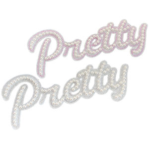 Bonita letra perla rebordear parche brillante bordado estilo autoadhesivo parche DIY en ropa chaquetas Jeans bolsas cojines - Product Image 2