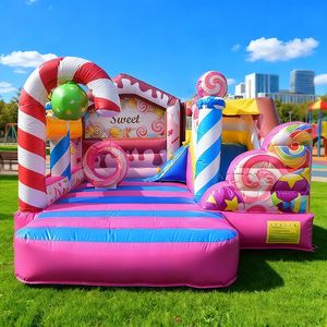 Château gonflable Candy avec toboggan, château gonflable pastel avec souffleur, château gonflable pour enfants - Product Image 1